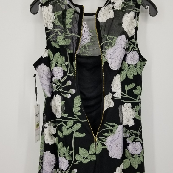 Calvin Klein Embroidered Floral Flounce Dress Sz 4 - Picture 4 of 11